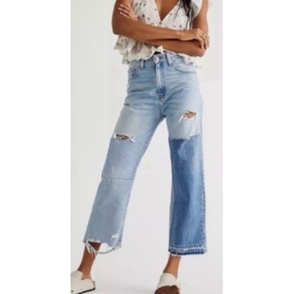 Denimist Pierce‎ high-rise jeans, distressed patched size 25